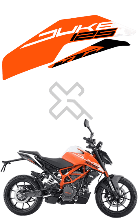 Half Body Sticker Compatible with Duke 125 BS6 | Made in Premium Gloss Vinyl with FPF (Fade Protection Film), Precut Sticker, Waterproof, Pack of 1